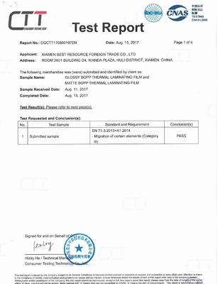 Άσπρο BOPP θερμικό πιστοποιητικό FDA ταινιών στιλπνής/ελασματοποίησης μεταλλινών που περνούν
